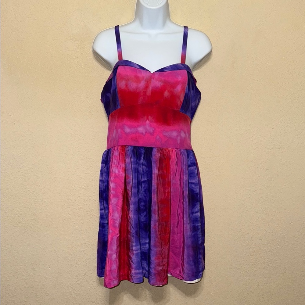 Amanda Uprichard Vibrant tie die Pink and Purple Dress